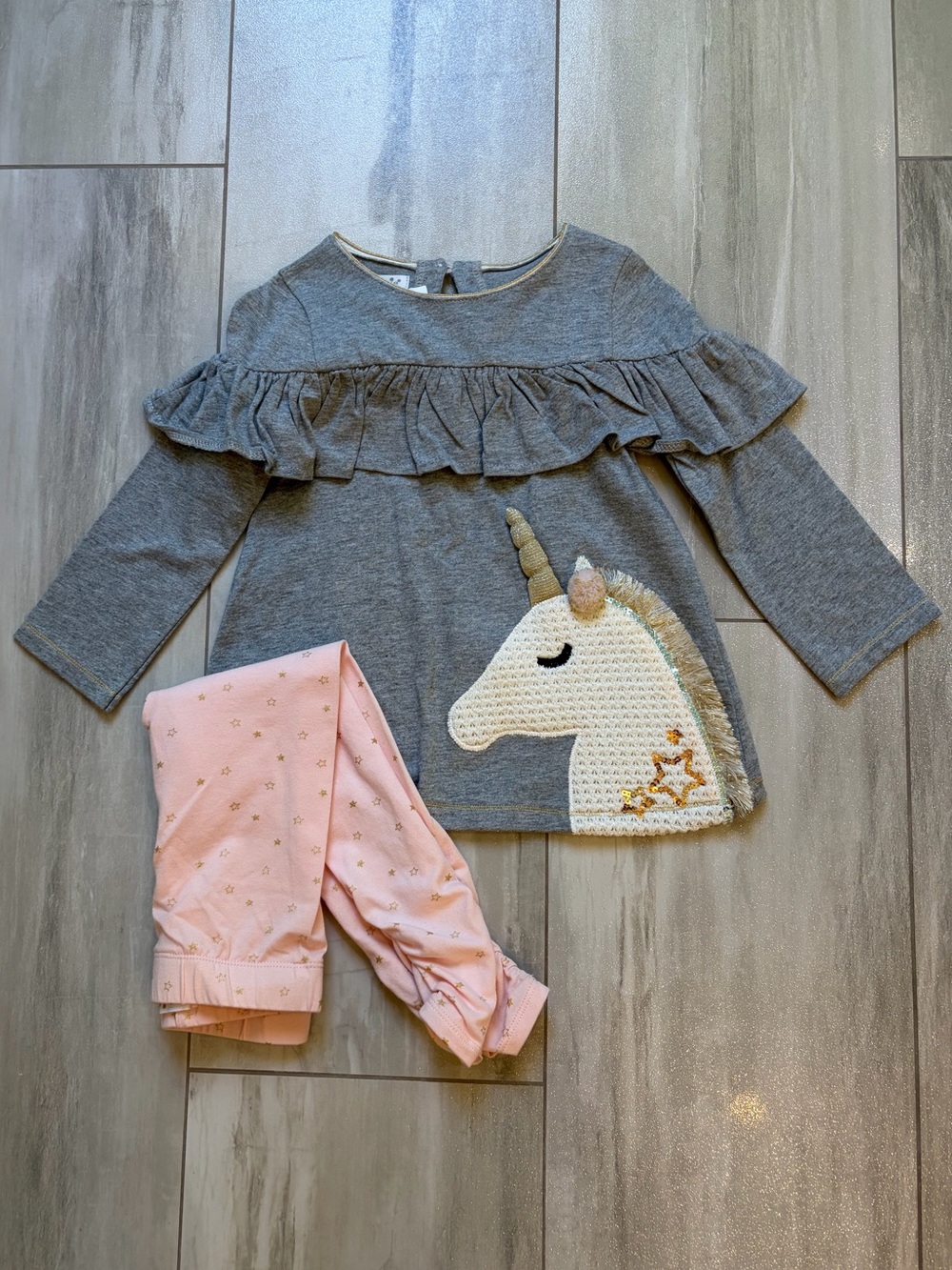 NWT Mudpie Whimsical Unicorn Ruffle Top & Coordinating Leggings Set Girls 24M/2T